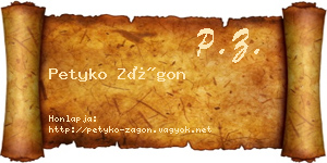 Petyko Zágon névjegykártya